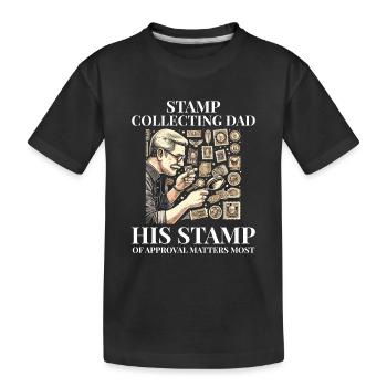 Timbres-poste d’époque Collectionneur de papa - T-shirt bio Premium Enfant - noir - Devant
