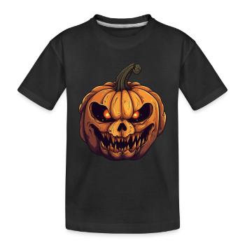 Böses Kürbis Gesicht - grinsendes Halloweenkostüm - Kinder Premium Bio T-Shirt - Schwarz - Vorne