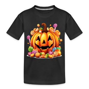 Lustiger Halloween süsser Kürbis Zucker Zauber - Kinder Premium Bio T-Shirt - Schwarz - Vorne