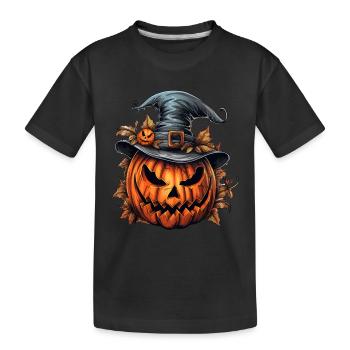 Halloween Wild Spell Hat Citrouille effrayante - T-shirt bio Premium Enfant - noir - Devant