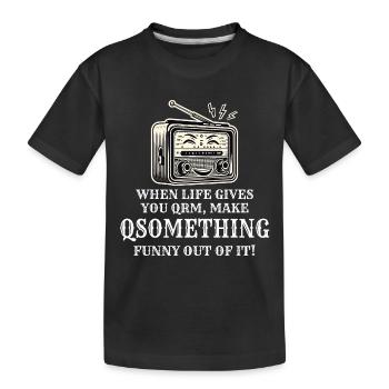 Vintage-Radioästhetik mit einem humorvollen QSOmething - Kinder Premium Bio T-Shirt - Schwarz - Vorne