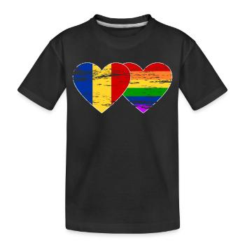 Drapeau arc-en-ciel de Roumanie utilisé - T-shirt bio Premium Enfant - noir - Devant