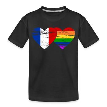 Drapeau arc-en-ciel de la France utilisé - T-shirt bio Premium Enfant - noir - Devant