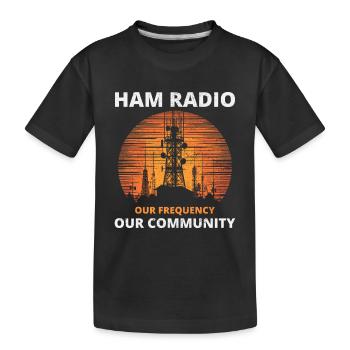 Tour de radio amateur Sunrise unissant notre fréquence - T-shirt bio Premium Enfant - noir - Devant