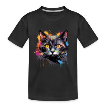 schwarze Katze - Kinder Premium Bio T-Shirt - Schwarz - Vorne