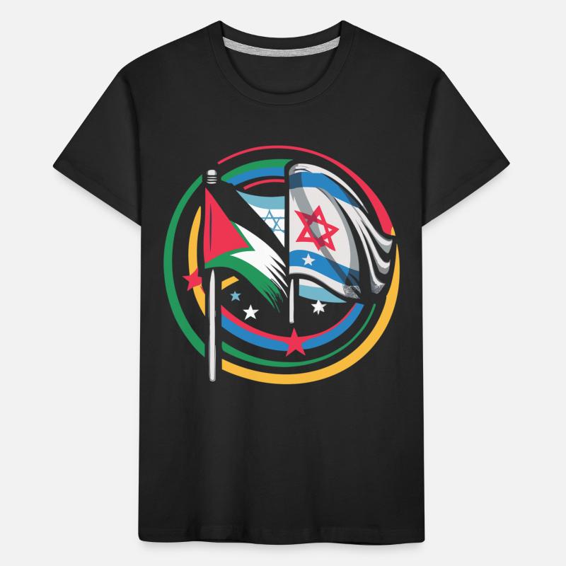 Drapeaux de l’Unité pour la paix d’Israël Palestine T-shirt bio Premium Enfant