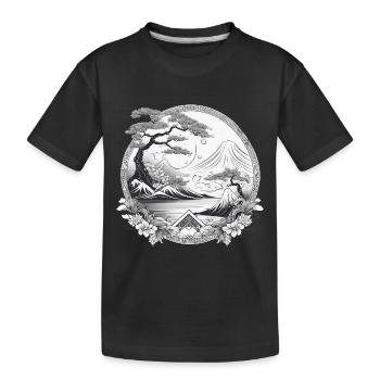 Framed Japanese Landscape - Kids' Premium Organic T-Shirt - black - Front