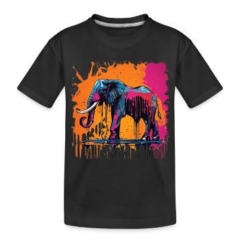 Colorful Paint Dripping Elephant - Kids' Premium Organic T-Shirt - black - Front