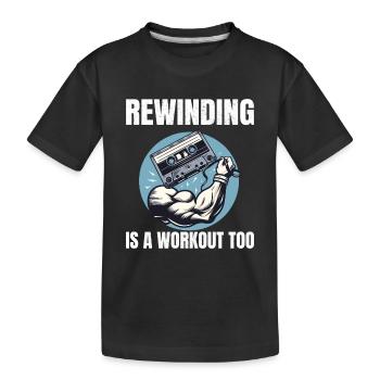 Cassette musclée rembobinée des années 80 Fitness Workout - T-shirt bio Premium Enfant - noir - Devant