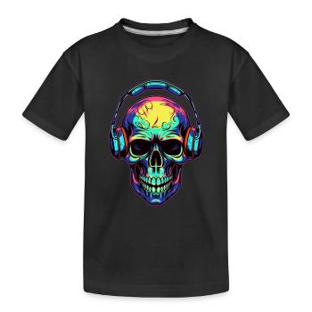Crâne abstrait coloré avec casque - T-shirt bio Premium Enfant - noir - Devant