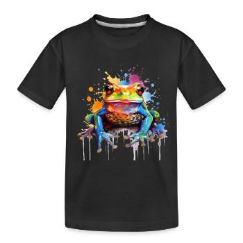 Bunter Frosch, Frosch - Kinder Premium Bio T-Shirt - Schwarz - Vorne