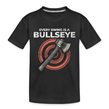 Axt Werfen Axt Werfer Holzfäller Lustiges Bullseye - Kinder Premium Bio T-Shirt - Schwarz - Vorne