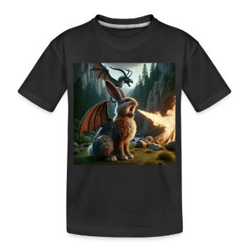 Feuerspeiender Hase Drache #21 - Kinder Premium Bio T-Shirt - Schwarz - Vorne
