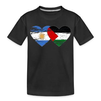 Argentine Palestine Drapeau Coeur - T-shirt bio Premium Enfant - noir - Devant