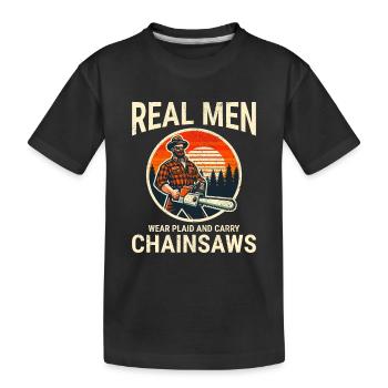 Lumberjack Woodworker Woodcutter Chainsaw Arborist - Kids' Premium Organic T-Shirt - black - Front