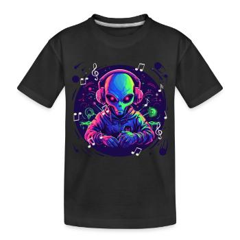 Alien avec des écouteurs Extraterrestrial DJ Music - T-shirt bio Premium Enfant - noir - Devant