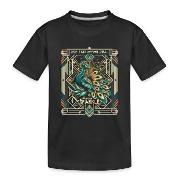 Prachtvoller Pfau: Deco-Glanz - Kinder Premium Bio T-Shirt - Schwarz - Vorne