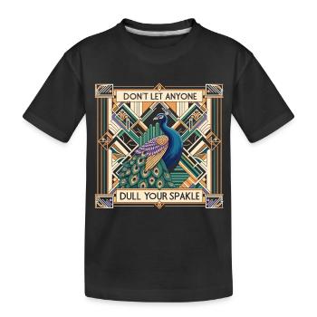 Art-Déco Eleganz: Stolzer Pfau - Kinder Premium Bio T-Shirt - Schwarz - Vorne