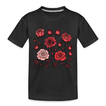 Red Roses - Kids' Premium Organic T-Shirt - black - Front