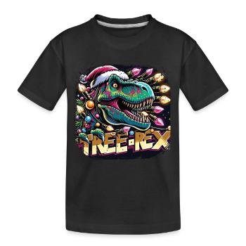 Tree Rex Dinosaur Rocks Christmas - Kids' Premium Organic T-Shirt - black - Front