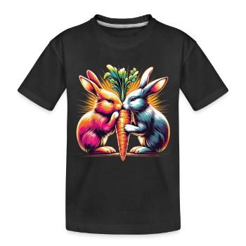 Bunny Love Bunnies Nibble Carrot Carrot Street Art - Kids' Premium Organic T-Shirt - black - Front