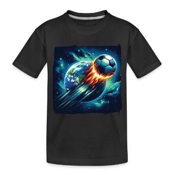 Fireball soccer shoots through space - Kids' Premium Organic T-Shirt - black - Front