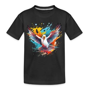 Mouette colorée peinture éclaboussure éclaboussure éclaboussure éclaboussure de couleur - T-shirt bio Premium Enfant - noir - Devant