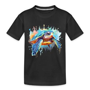 Schildkröte, Aquarellschildkröte, Spritzer - Kinder Premium Bio T-Shirt - Schwarz - Vorne