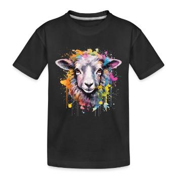 Aquarell Schaf mit Spritzer - Kinder Premium Bio T-Shirt - Schwarz - Vorne