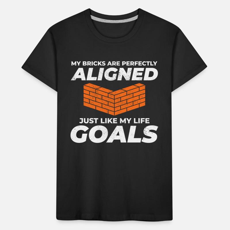 Briques alignées, objectifs alignés : Maçon humoristique T-shirt bio Premium Enfant