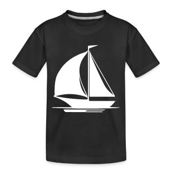 Voilier avec mât, voiles et pavillon - T-shirt bio Premium Enfant - noir - Devant