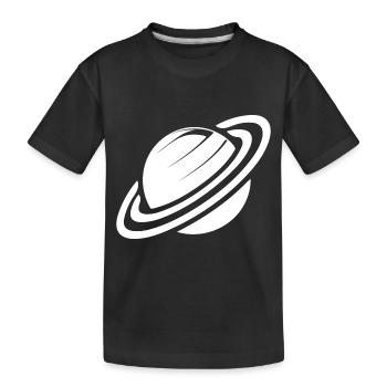 Planet Saturn mit Ringen im Sonnensystem - Kinder Premium Bio T-Shirt - Schwarz - Vorne