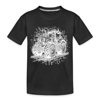 Traktor Splash Design mit Feld Schlepper - Kinder Premium Bio T-Shirt - Schwarz - Vorne