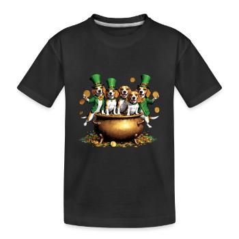 St. Patrick's Day Beagle I Irish Celebration - Kids' Premium Organic T-Shirt - black - Front