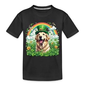Green Hat and Clover I St. Patrick's Day Golden - Kids' Premium Organic T-Shirt - black - Front