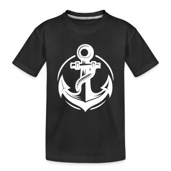 Ancienne ancre mouillée avec corde épaisse - T-shirt bio Premium Enfant - noir - Devant