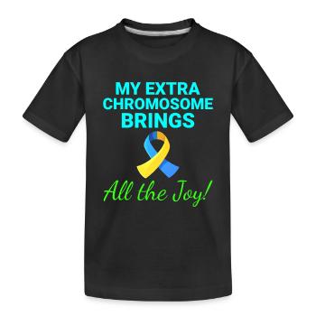 Down-Syndrom-Bewusstsein Joyful Extra Chromosom - Kinder Premium Bio T-Shirt - Schwarz - Vorne