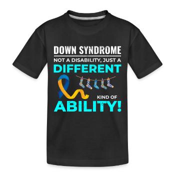 Sensibilisation au syndrome de Down Capacité différente - T-shirt bio Premium Enfant - noir - Devant