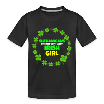 Schabernack inklusive: Irisches Mädchen St. Patrick's Day - Kinder Premium Bio T-Shirt - Schwarz - Vorne