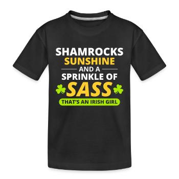 Irish Girl: Shamrocks, Sunshine, & Sass - Kids' Premium Organic T-Shirt - black - Front