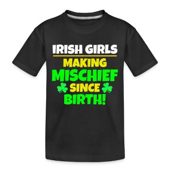 Fête de la Saint-Patrick : les filles irlandaises, fauteurs de bêtises - T-shirt bio Premium Enfant - noir - Devant