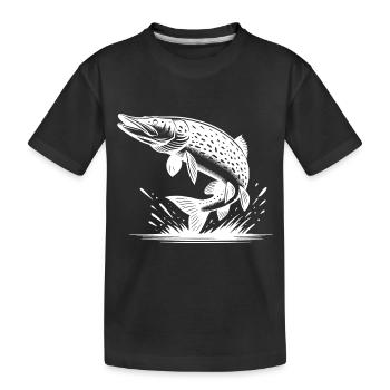 Big Leaping Pike Fish - Kids' Premium Organic T-Shirt - black - Front