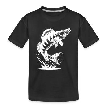 Gros poisson sauteur de sandre - T-shirt bio Premium Enfant - noir - Devant