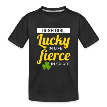 Irish Girl: Lucky & Fierce Humour - Kids' Premium Organic T-Shirt - black - Front
