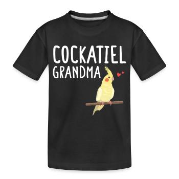 Nymphensittich, Oma, Vogelflüsterer, Kakadu - Kinder Premium Bio T-Shirt - Schwarz - Vorne