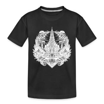 Clair de lune derrière un temple exotique de Thaïlande - T-shirt bio Premium Enfant - noir - Devant