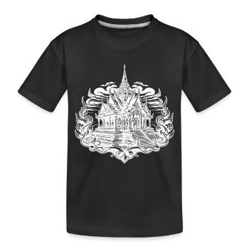 Sonnenuntergang hinter exotischem Thailand Tempel - Kinder Premium Bio T-Shirt - Schwarz - Vorne
