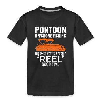 Pontonboot Motorboot Hochseefischen Lustig - Kinder Premium Bio T-Shirt - Schwarz - Vorne