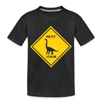 Attention Euhelopus warning sign for sauropods - Kids' Premium Organic T-Shirt - black - Front