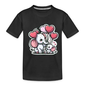 Süsses Elefantenbaby mit Herz Ballon Elefantenmama - Kinder Premium Bio T-Shirt - Schwarz - Vorne